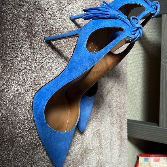 Aquazzura blue Suede Marilyn Tassel Pumps - Size 38 - Picture 3 of 5
